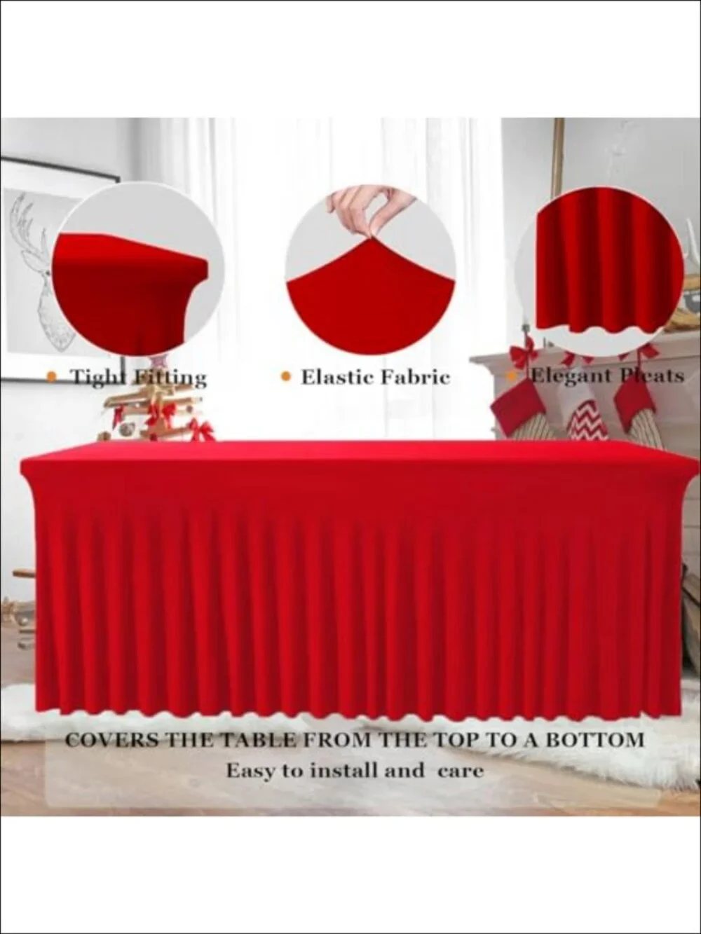 Spandex Tablecloth for 6FT Rectangle Table Fitted Table Skirt